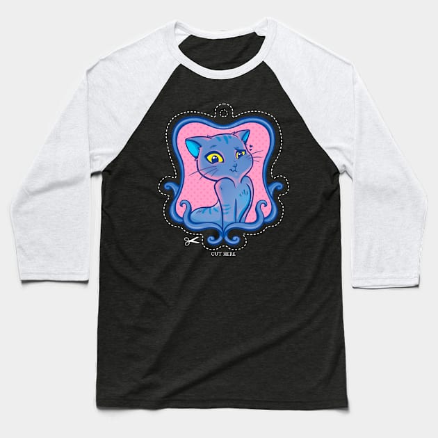 Blue Cat Baseball T-Shirt by rustyhands